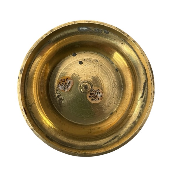 Vintage Brass Ginger Jar with Lid Christmas Tree/Holly Design Decor - Picture 9 of 10